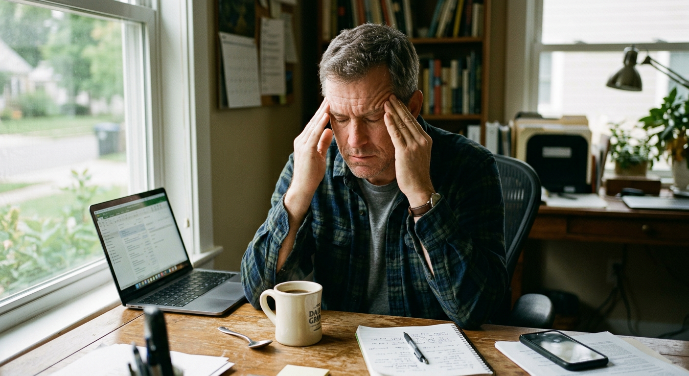 Stressed man at desk